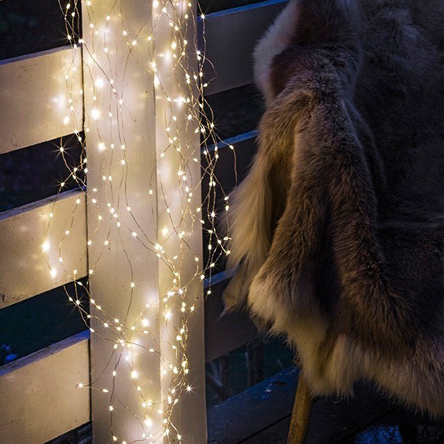 Knirke 160 ljósa lengja, silfur vír - hvít ljós