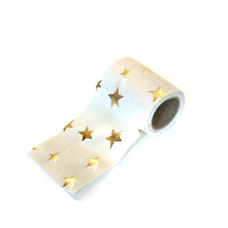 Flauelsborði - kremaður með stjörnum