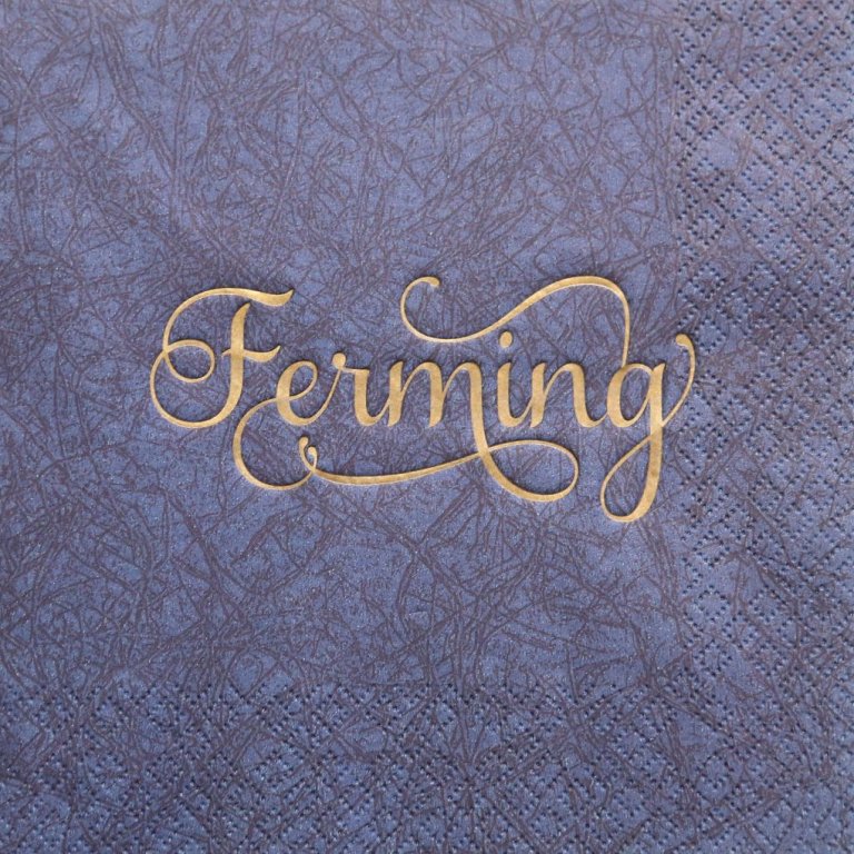 Dark blue sléttar servíettur - gyllt letur