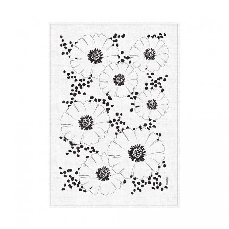 Vorhús viskustykki Villiblóm - hvítt