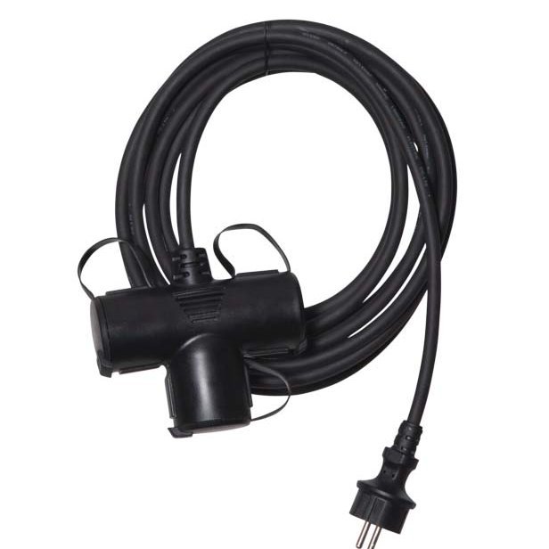 Lungo framlengingarkapall með þremur innstungum - úti