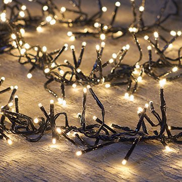 Led cluster, svört snúra - hvít ljós