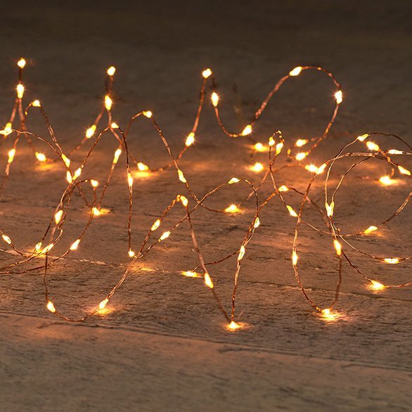 Led chain 100 ljósa sería, kopar vír - hlý ljós