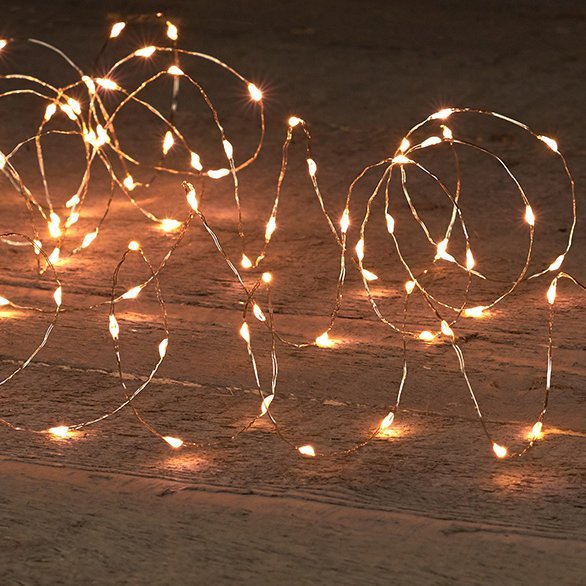 Led wire ljósa sería, silfur vír - hvít ljós