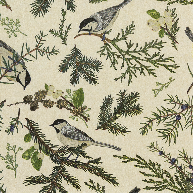 Jólaservíttur - fuglar á greinum