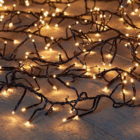 Treecluster (ljósaþyrping) svört snúra - hlý ljós